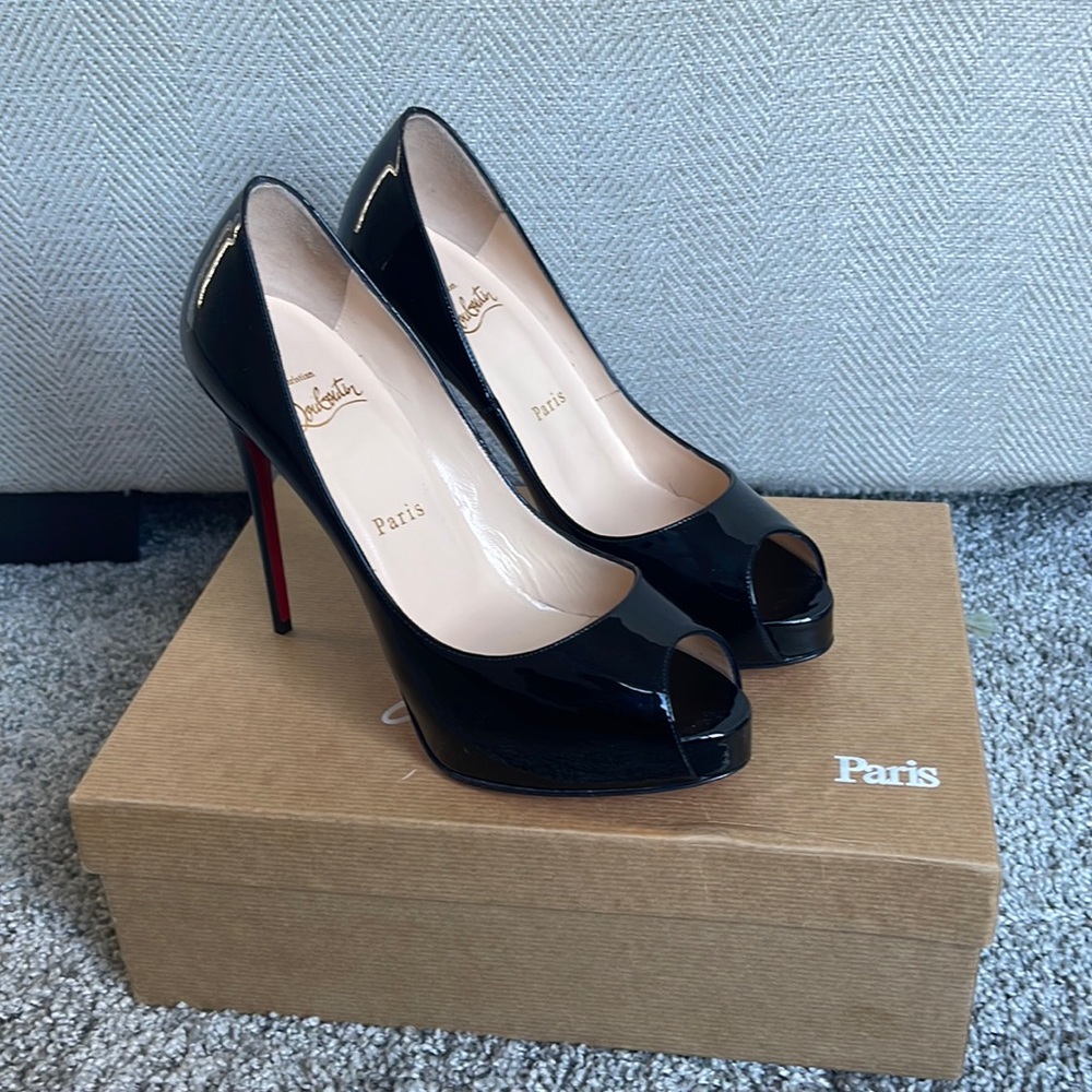 Christian Louboutin New Very Prive 120 Patent Black Heels